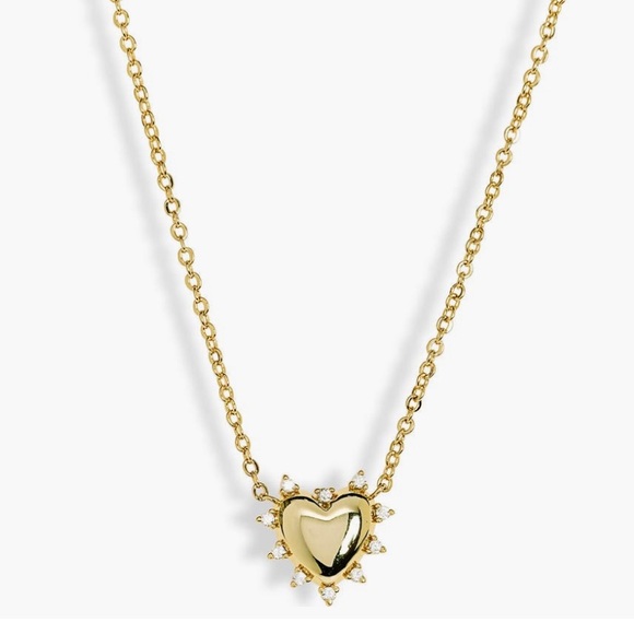❤️NWT LEITH ‘Find Yourself’ HEART BURST PENDANT NECKLACE GOLD PLATED CZ BOXED - Picture 1 of 5